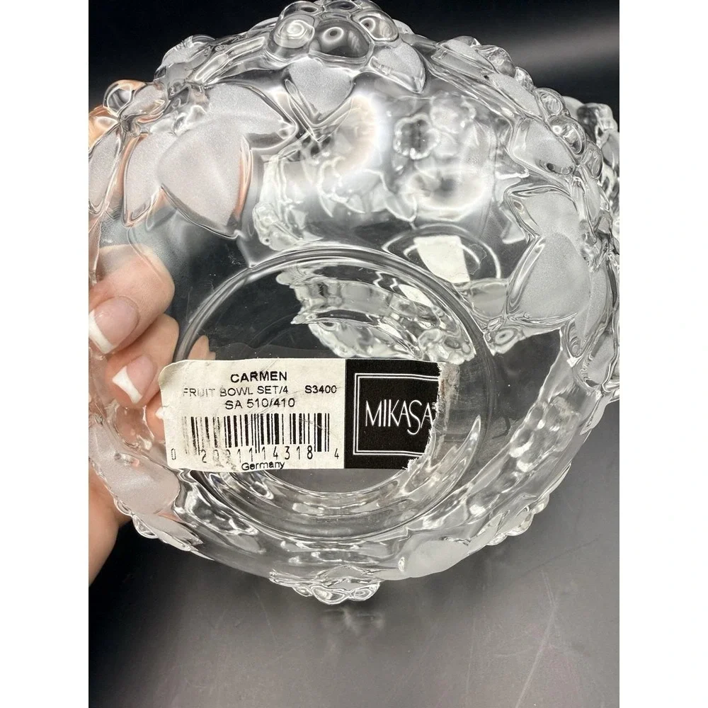 2 Mikasa Carmen Crystal Fruit Bowls SA510/410 Germany Floral‎ Glass Labels